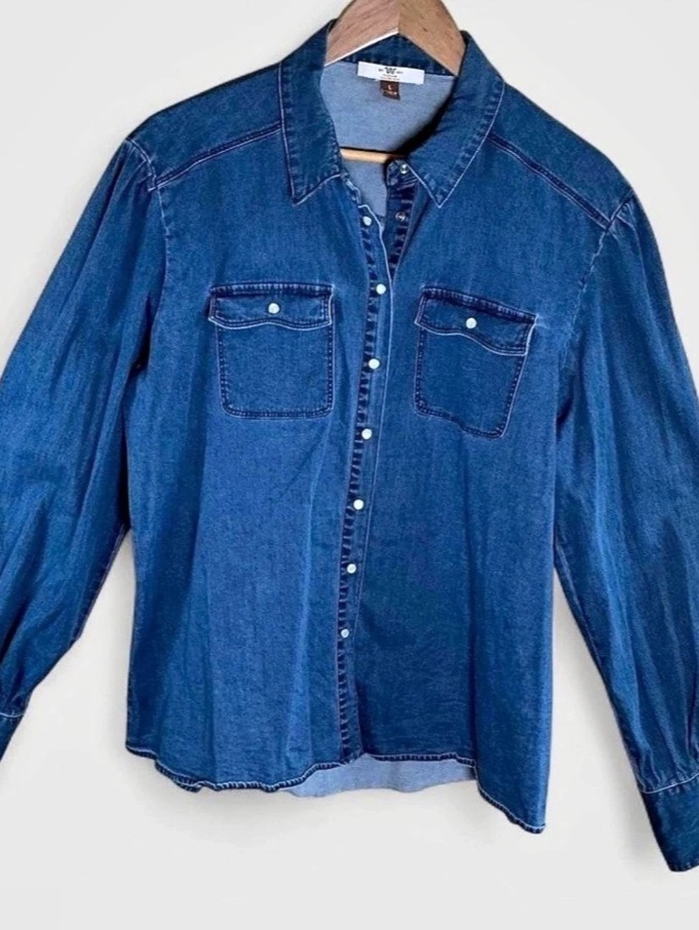 King Ranch Saddle Shop Denim Pearl Snap Western Shirt Blue Heritage Size Large